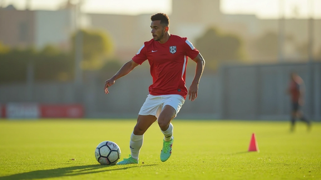 لاعب كرة قدم يؤدي تمرير دقيق على الملعب